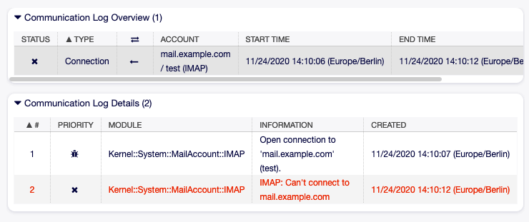 Communication Log Detailed View Screen