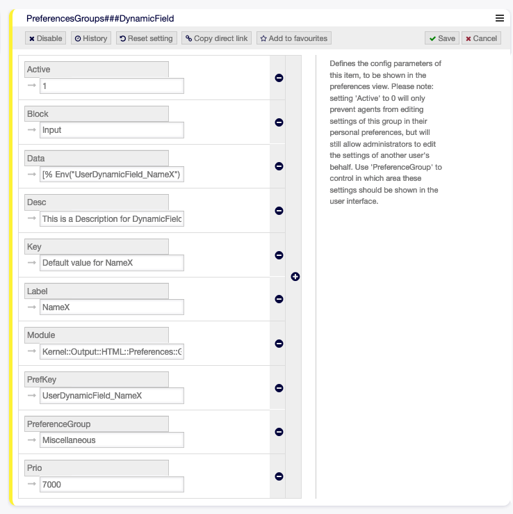 Activate Dynamic Field in Personal Preferences