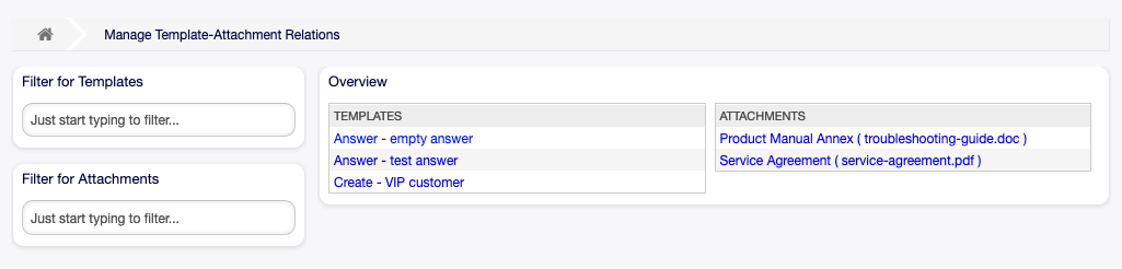 Manage Template-Attachment Relations