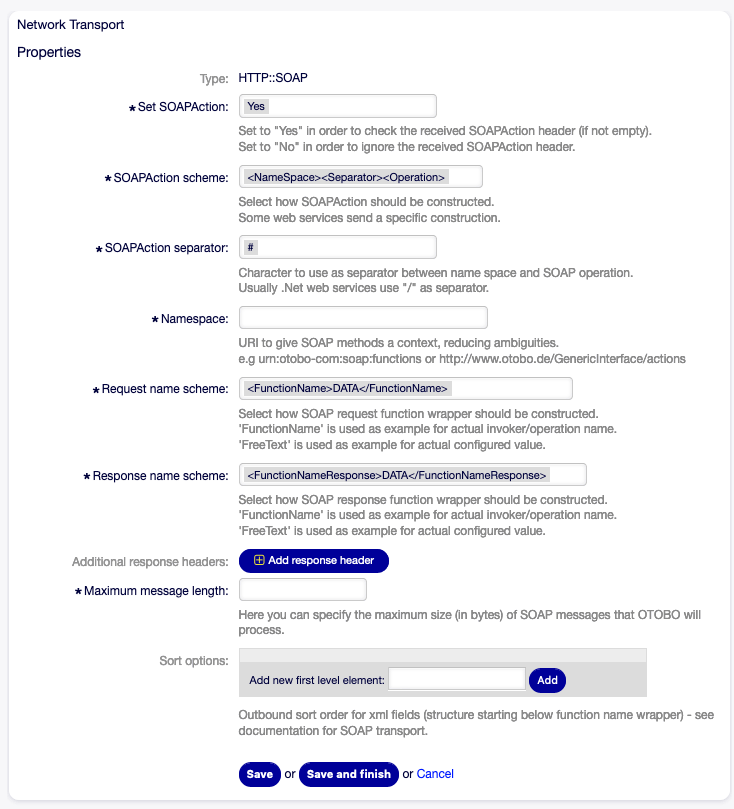 Web Service Settings - OTOBO as Provider - HTTP\:\:SOAP