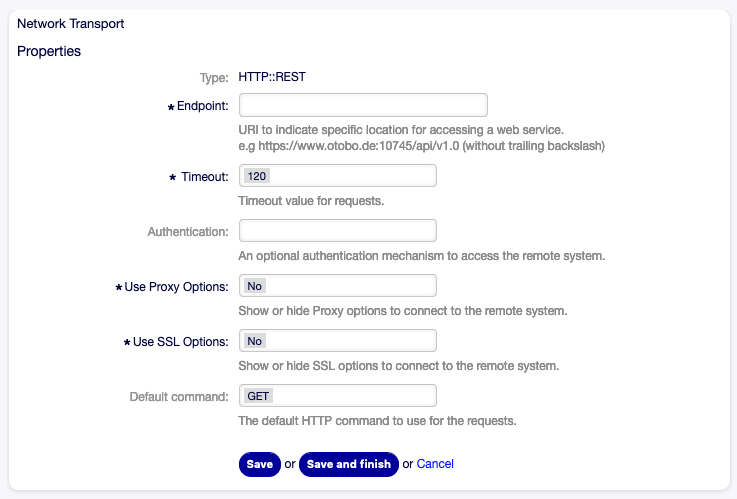 Web Service Settings - OTOBO as Requester - HTTP\:\:REST