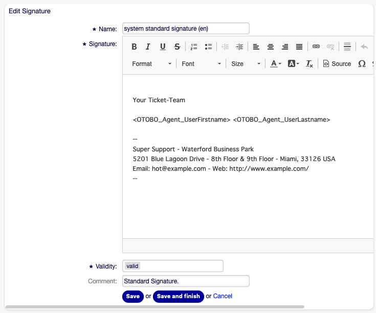 Edit Signature Screen