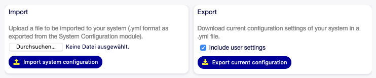 System Configuration - Import and Export