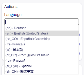 Actions - Languages