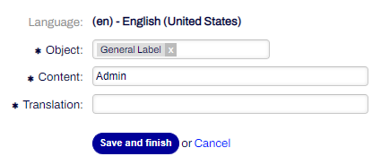 Fields for translation - General labes