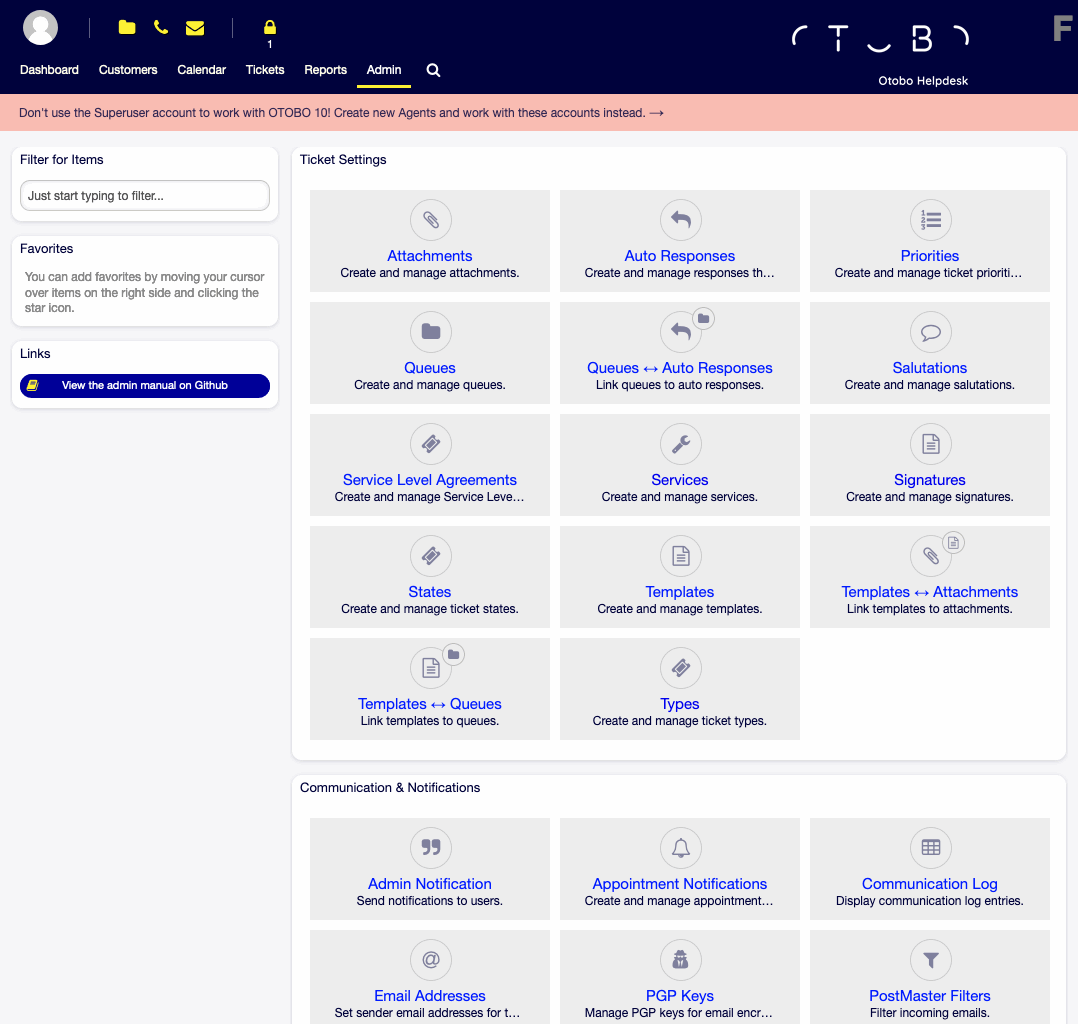 Administrator Interface