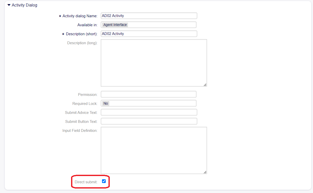 Direct Submit Field