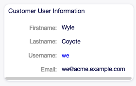 Customer User Information Widget